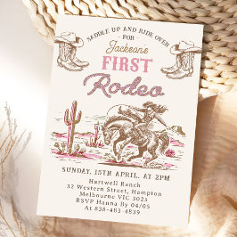 Convite Vintage Western Cowboy First Rodeo Invitation 