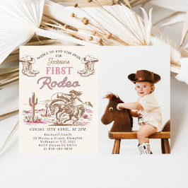 Convite Vintage Western Cowboy First Rodeo Invitation 