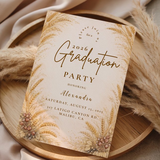 Convite Vintage Wheat Field Graduation Party (Criador carregado)