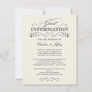 Convite Vintage White Elegant Wedding Information WT313