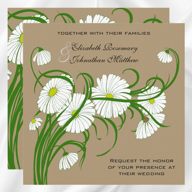 Convite Vintage White Gerber Daisy Flowers (Vintage White Gerber Daisy Flowers Wedding Set Invitation)