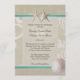 Convite Vintage White Lace Ocean Romance