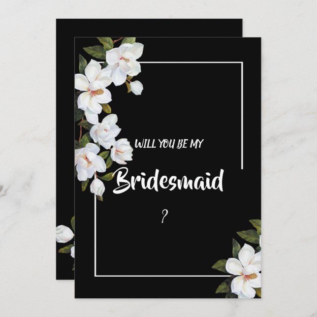 Convite Vintage White Rose Bridesmaid (Frente/Verso)