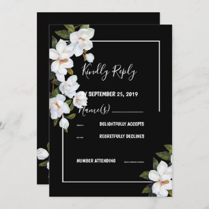 Convite Vintage White Rose RSVP