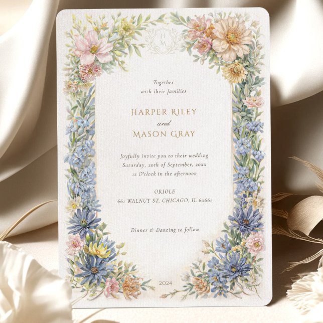 Convite Vintage Wildflower Elegance Invitation (Criador carregado)