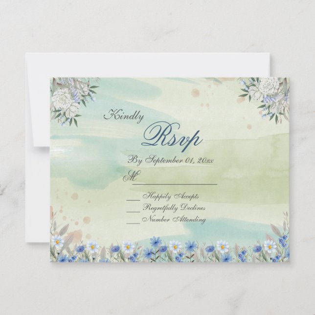 Convite Vintage Wildflower Frame Wedding RSVP Card (Frente)