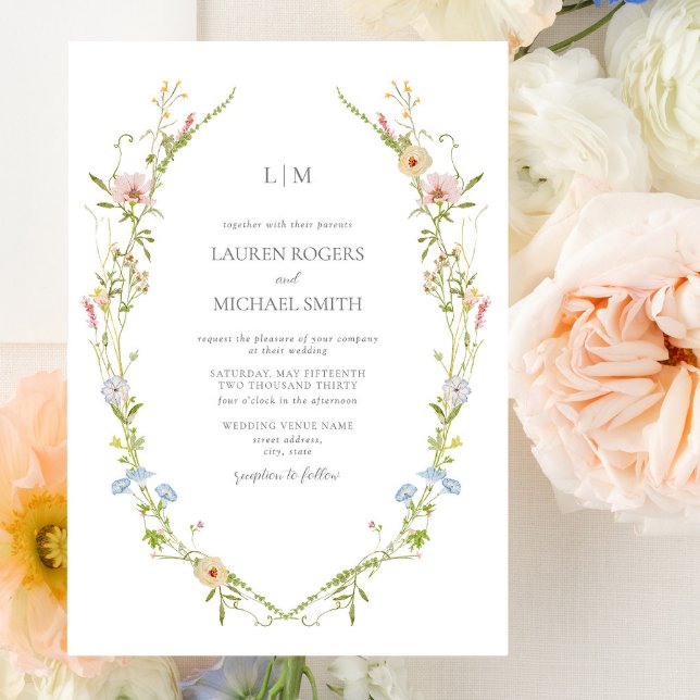 Convite Vintage Wildflower Garden Monograma Casamento (Wedding Invitation!)