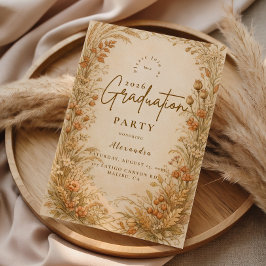 Convite Vintage Wildflower Graduation Party