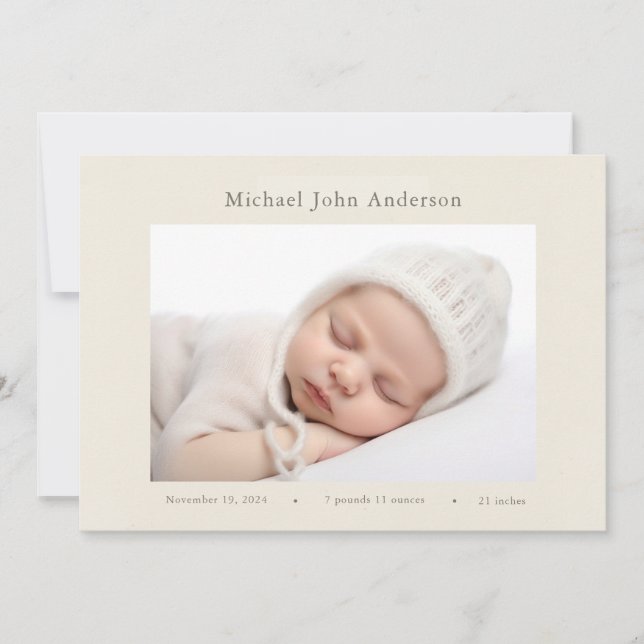 Convite Vintage Wildflower Photo Birth Announcement (Frente)