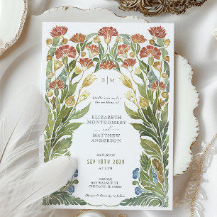 Convite Vintage Wildflower Watercolor Casamento