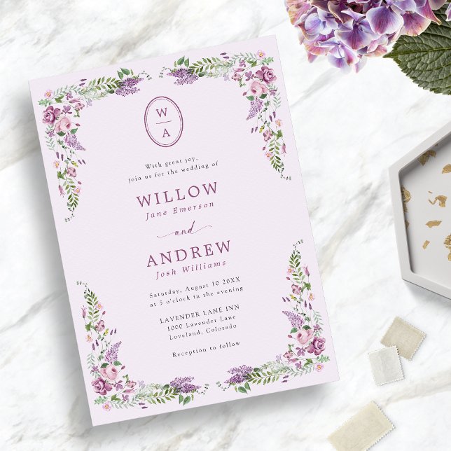Convite Vintage Wildflower Wedding (Vintage Wildflower Wedding Invitation
)