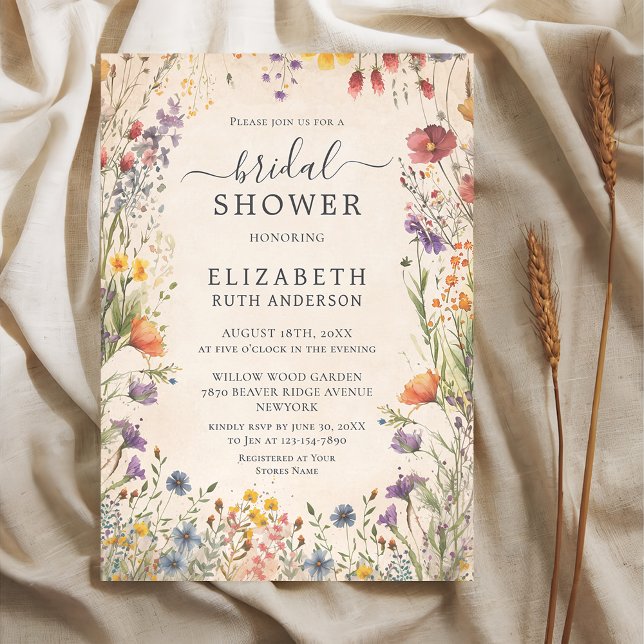 Convite Vintage Wildflowers Garden Bridal Shower (Criador carregado)