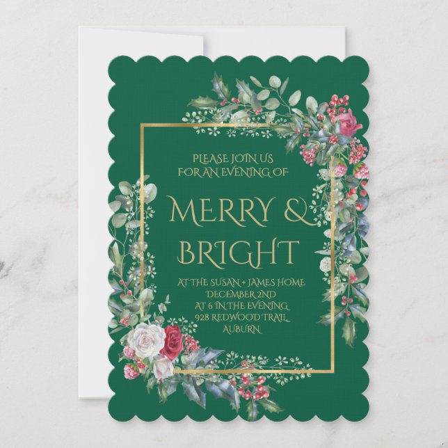 Convite Vintage Winter Botanical Christmas Elegance (Frente)