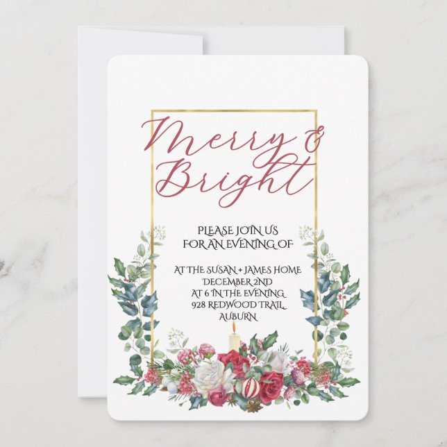 Convite Vintage Winter Botanical Christmas Elegance (Frente)