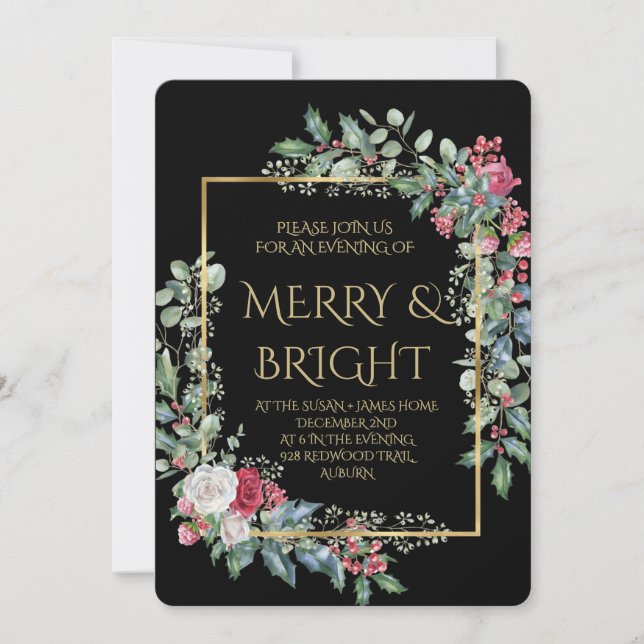 Convite Vintage Winter Botanical Christmas Elegance (Frente)