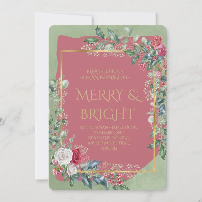 Convite Vintage Winter Botanical Christmas Elegance (Frente)