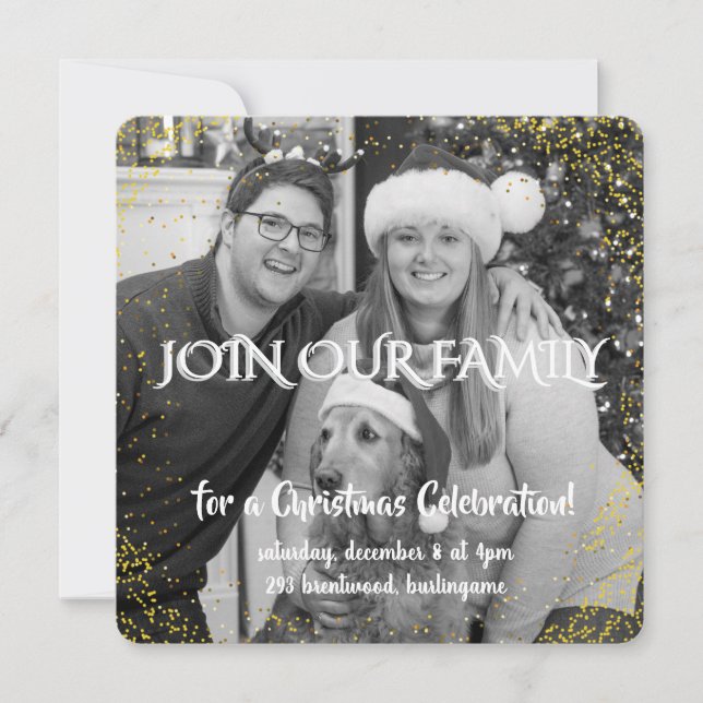 Convite Vintage Winter Christmas Elegance Personalized  (Frente)