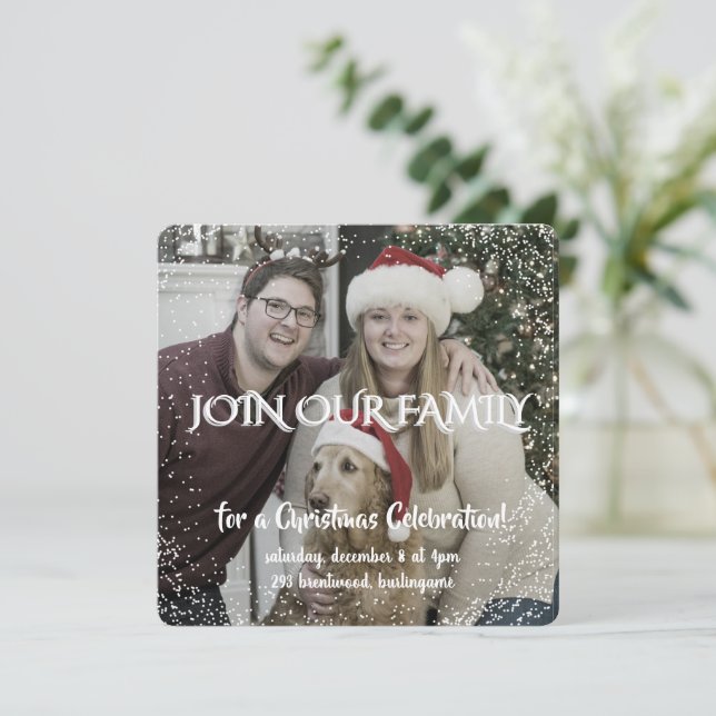 Convite Vintage Winter Christmas Elegance Personalized  (Em pé/Frente)