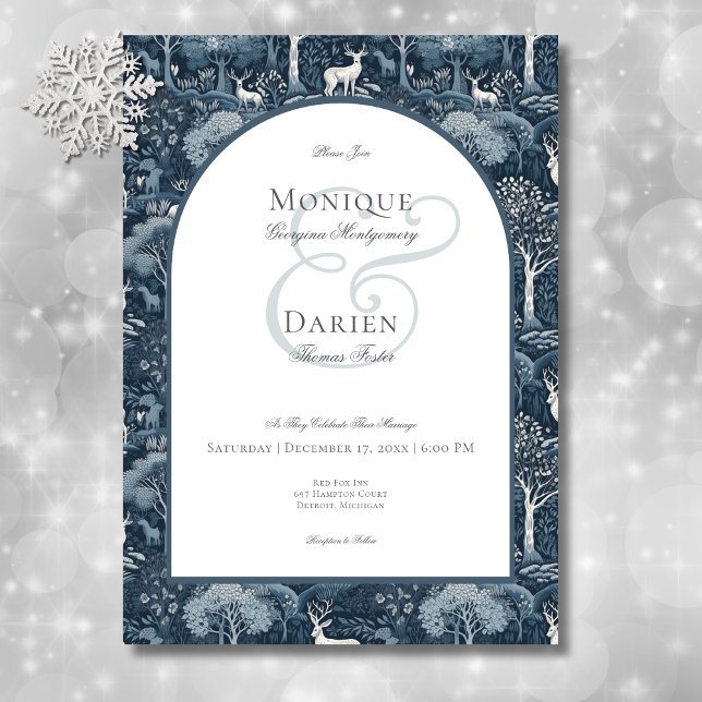 Convite Vintage Winter William Morris Elegant Wedding (Vintage Winter William Morris Elegant Wedding Invitation)