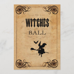 Convite Vintage Witches Ball 55º Aniversário de Lado Dup