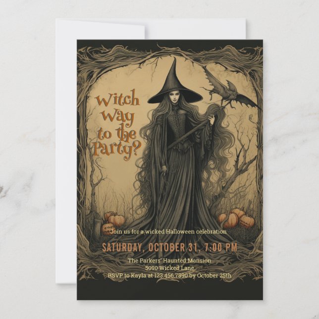 Convite Vintage Witold Party Halloween (Frente)