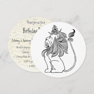Convite Vintage Wizard of Oz Lion, Child Festa de anivers