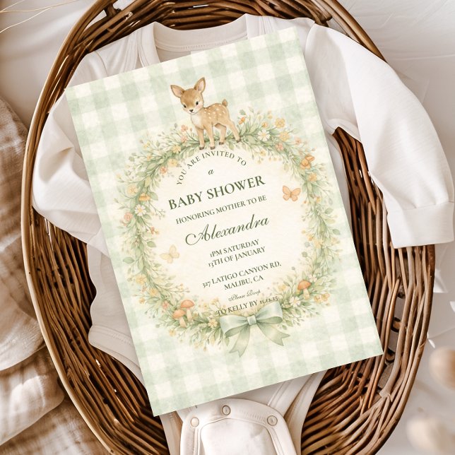 Convite Vintage Woodland Deer Baby Shower (Criador carregado)