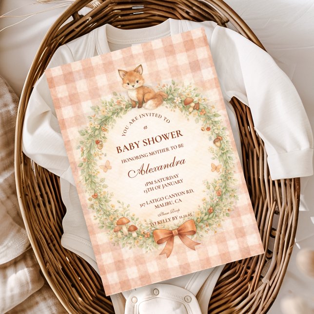 Convite Vintage Woodland Fox Baby Shower (Criador carregado)