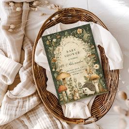 Convite Vintage Woodland Mushroom Baby Shower