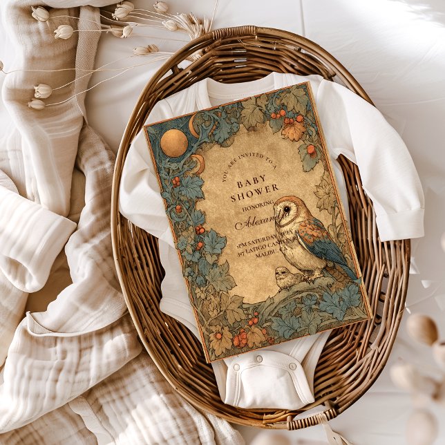 Convite Vintage Woodland Owl Baby Shower (Criador carregado)
