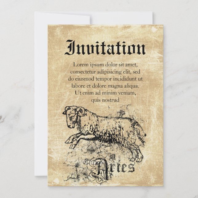Convite Vintage Zodiac Aries (Frente)