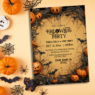 Convite Vintagem assustadora Jack-O-Lanterna Halloween