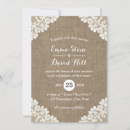 Convite Vintagem Branca De Casamento Russo E Burlap