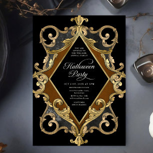 Convite Vintagem do Ornamentado Dourado do Partido Adulto 
