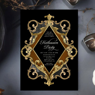 Convite Vintagem do Ornamentado Dourado do Partido Adulto 