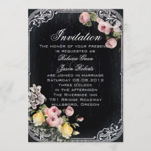 Convite vintagem floral casamento Chalkboard
