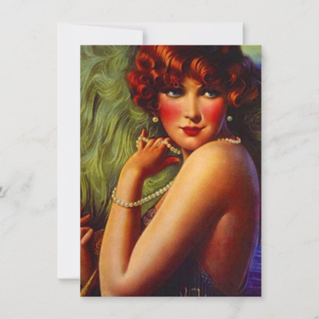 Convite Vinte e poucos anos Pearls Plumes Flapper Invest (Frente)