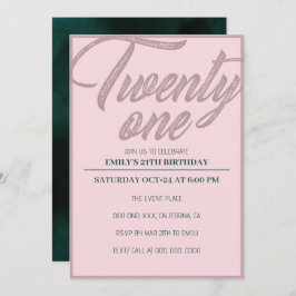 Convite Vinte e um | aniversário de 21 anos de cor rosa Do
