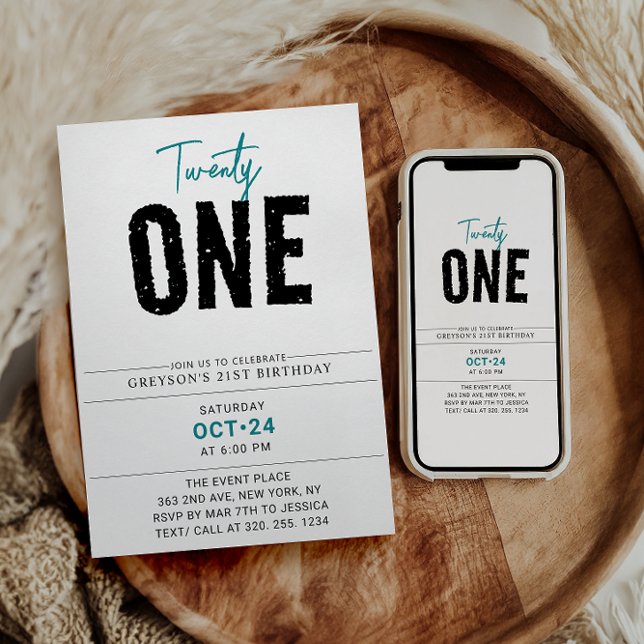 Convite Vinte e um | Aniversário de 21 anos geométrico col (Criador carregado)