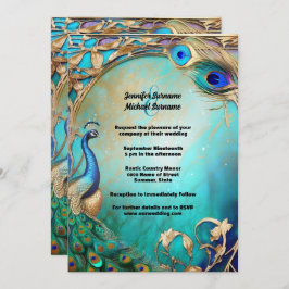 Convite Vintock paciock Penas ornamentado art nouveau