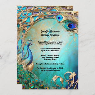 Convite Vintock paciock Penas ornamentado art nouveau