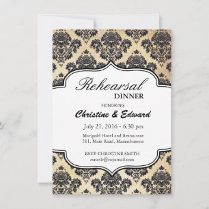 Convite Vinvtage Damask Label Janto de Ensaio de Casamento