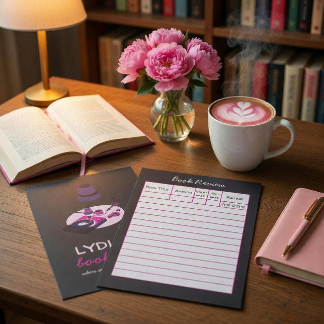 Convite Vinyl Record & Coffee Custom Book Review Card (Criador carregado)