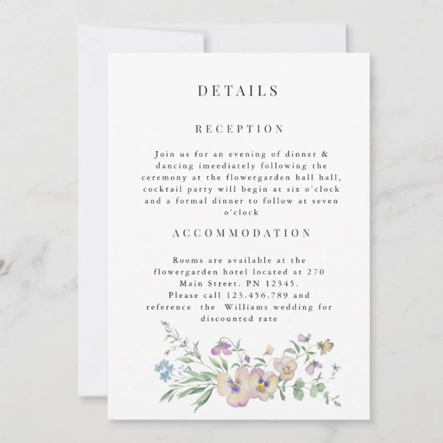 Convite Viola Eucalypt floral Wedding Detail invitation (Criador carregado)