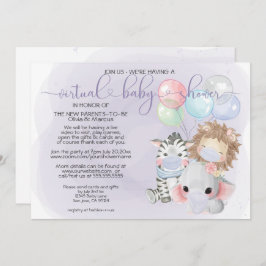 Convite Violet 3 Cutes Animais em Máscaras Chá de fraldas 