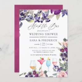 Convite Violet and Plum Floral Casais estocam o Bar