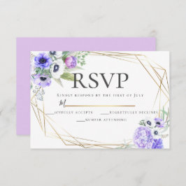 Convite Violet Anemone Floral Wedding RSVP
