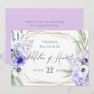 Convite Violet Anemones Você Será Minha Matrão de Honra
