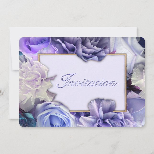 Convite Violet Blue Rose Birthday Party Invitation (Frente)