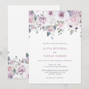 Convite Violet Blush   Floral Wedding